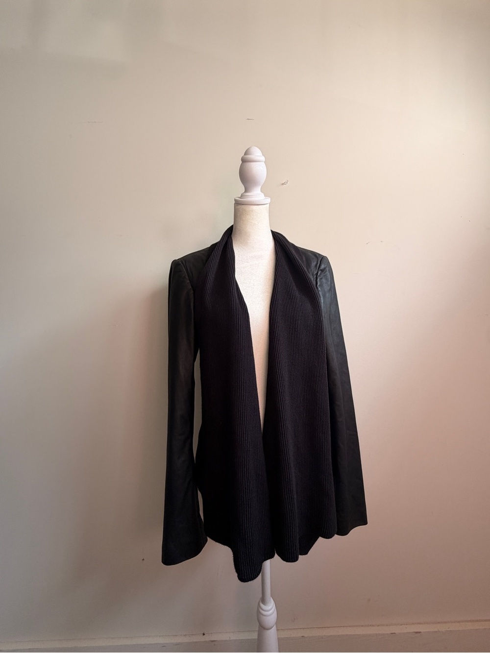 White House Black Market Black Mixed-Material Draped Blazer